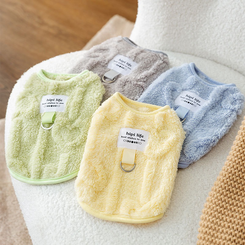 Nhà của Ú - Áo Nỉ gile mùa Đông đơn giản Cute giữ ấm có móc đeo xích Cho Thú Cưng chó mèo