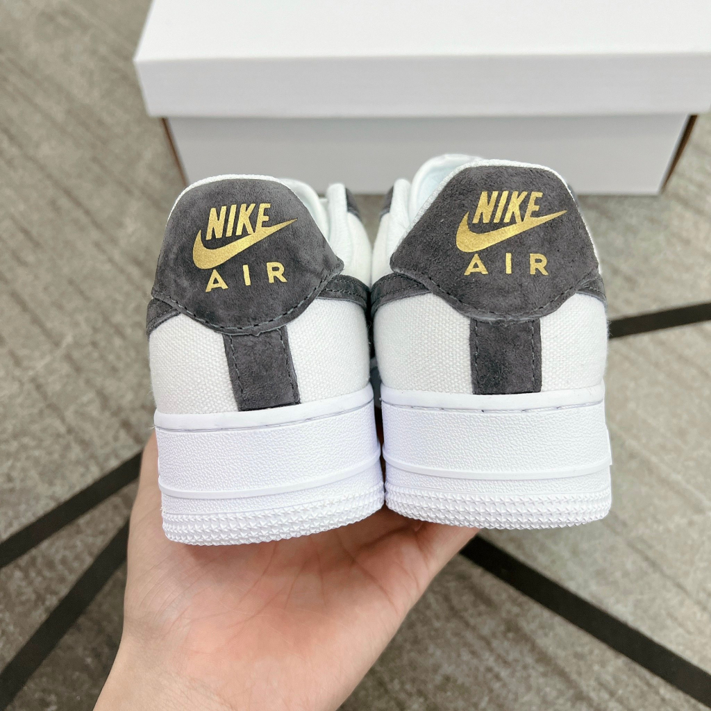 Giày_Nike air force 1 xám, Af1 Xám Lông Chuột Nam Nữ Cao Cấp Giày Af1 Custom Xám Canvas Full Bill Box