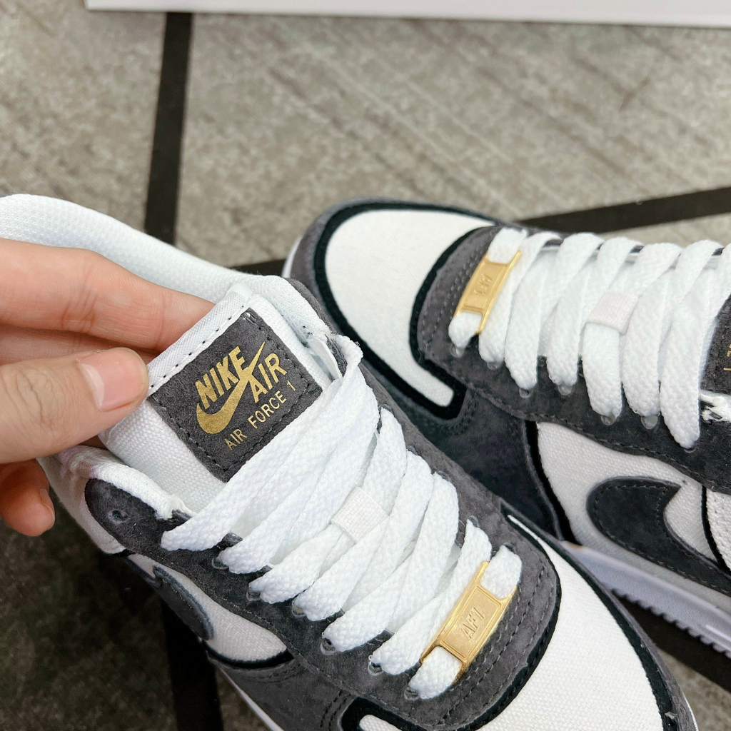 Giày_Nike air force 1 xám, Af1 Xám Lông Chuột Nam Nữ Cao Cấp Giày Af1 Custom Xám Canvas Full Bill Box