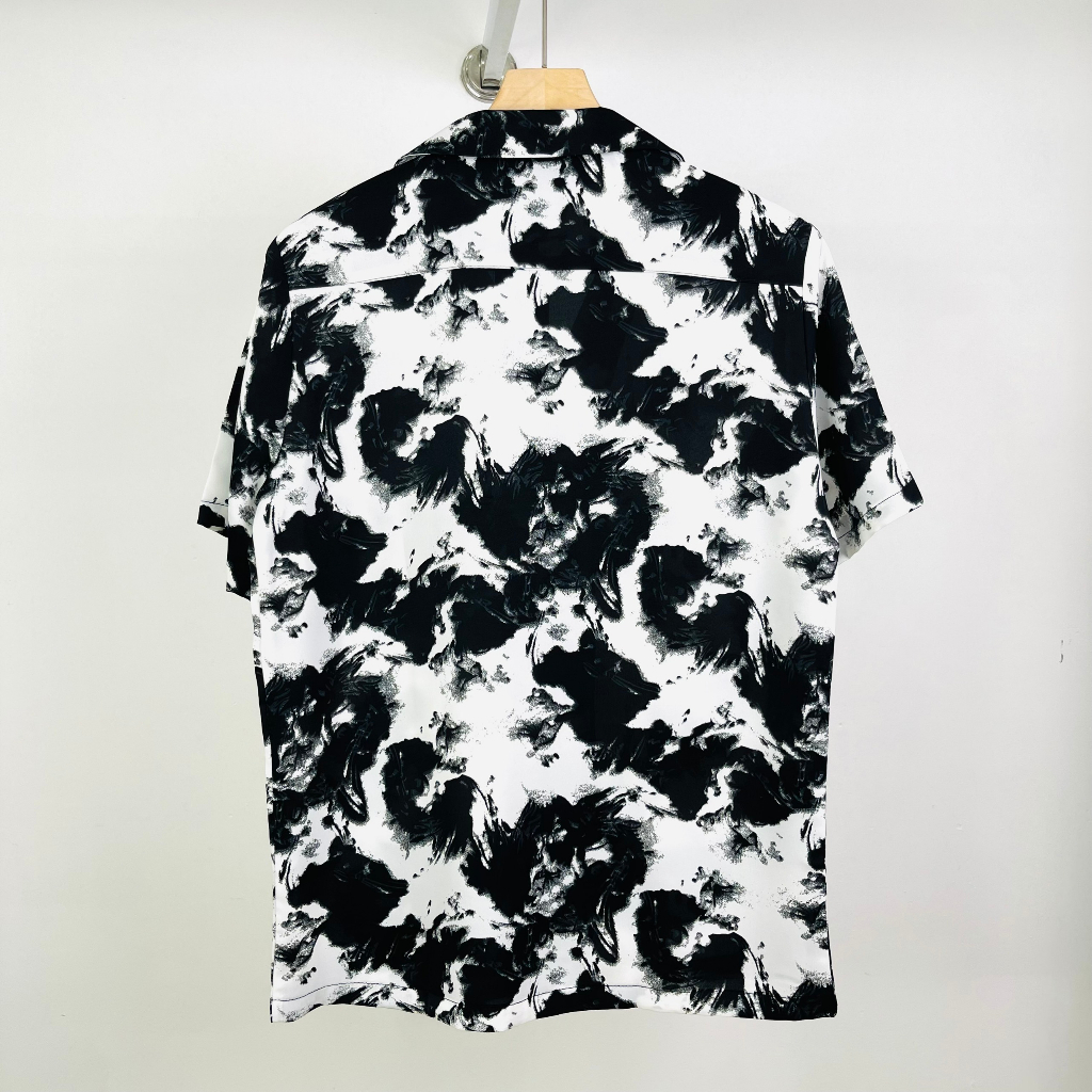 Áo sơ mi TOPGU họa tiết Bồng Lai, Cubanshirt vải lụa thoáng mát.