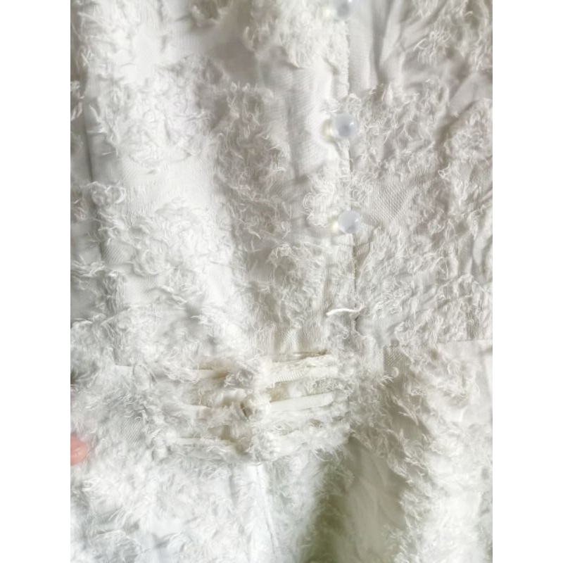 Váy/Đầm tiểu thư dáng dài, màu trắng ngà, vải lông 2 lớp, khóa sau, mới 98%, size L, TKG1