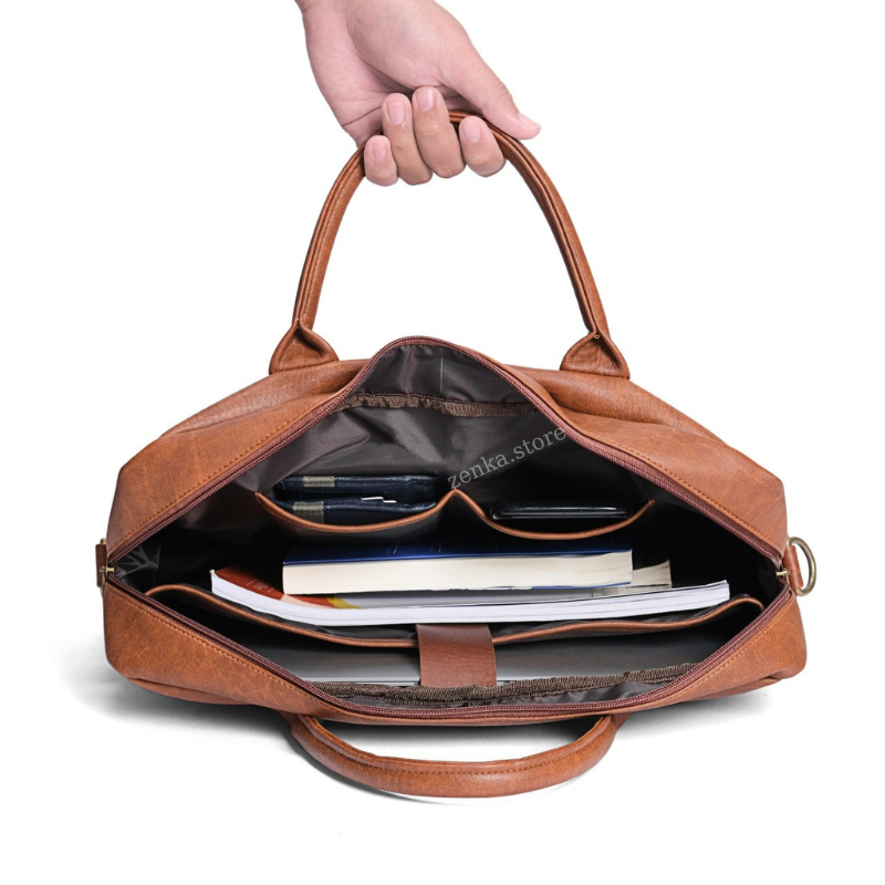 Cặp da đựng laptop 17 inch rộng rãi, túi da nam Zenka lịch lãm và sang trọng_ZKC07_2