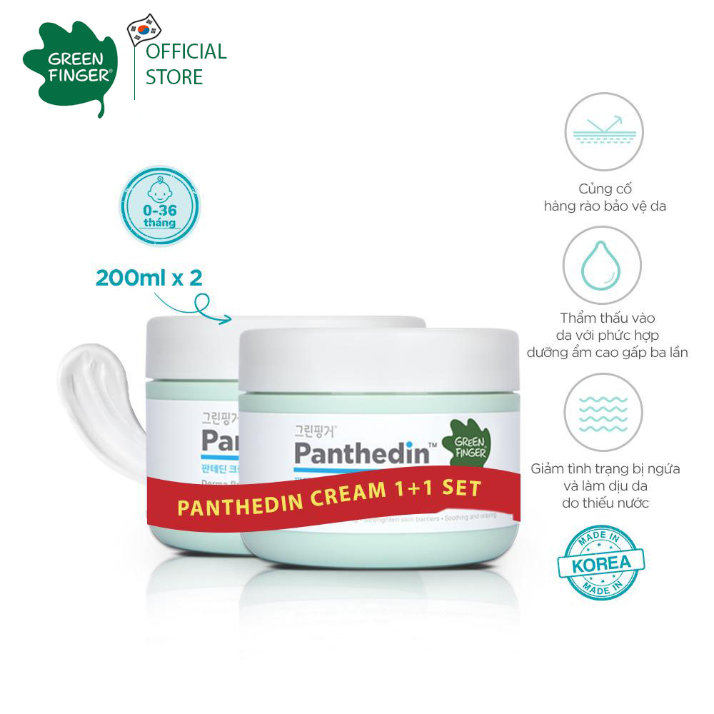 Combo 2 hũ Kem Dưỡng Da Dưỡng Ẩm Chuyên Sâu Cao Cấp Cho Bé (0-36 tháng) Greenfinger Panthedin Intensive Cream 200ml