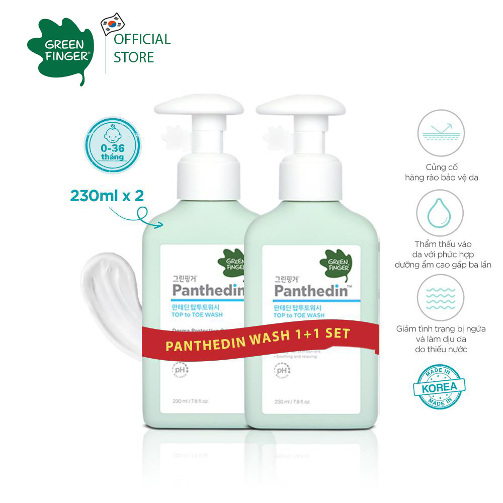 Combo 2 chai Sữa Tắm Gội Toàn Thân Cao Cấp cho bé (0-36 tháng) Greenfinger Panthedin Top to Toe Wash 230ml