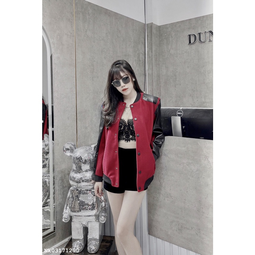 Áo khoác bomber Saint Laurent phối da đủ màu thiết kế hot trend Nam nữ New 2023