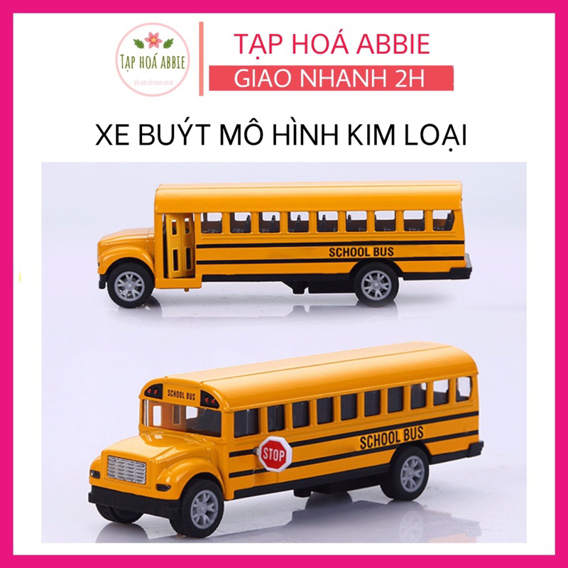 Xe Buýt Mô Hình Kim Loại Màu Vàng, Wheels On The Bus tỉ lệ 1/43 chiều dài 14cm