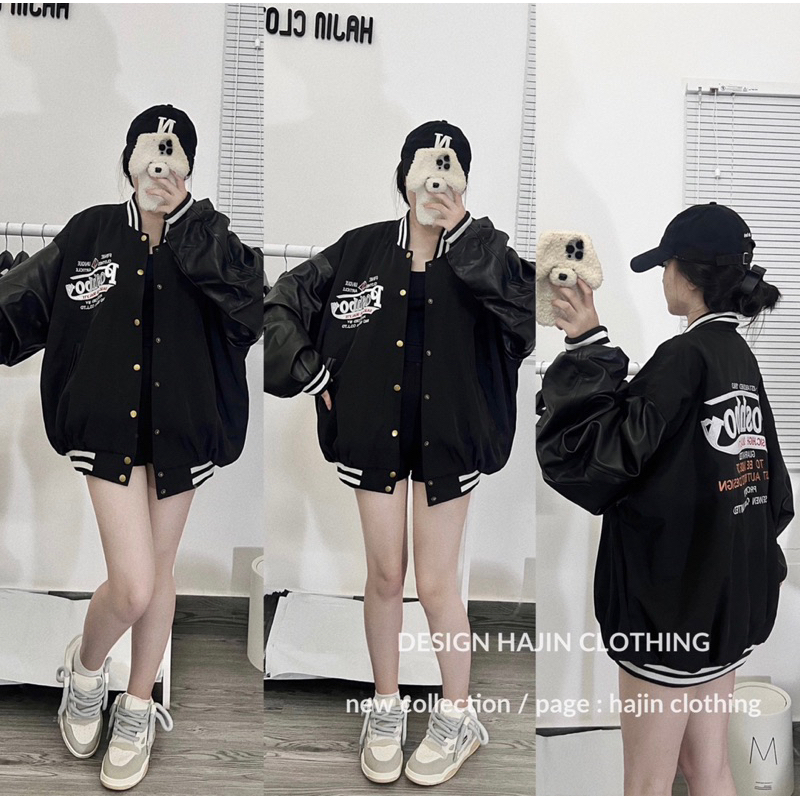 Bomber ullzang phối da POSHBOY mix tay da