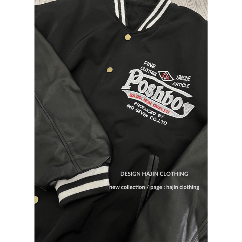 Bomber ullzang phối da POSHBOY mix tay da