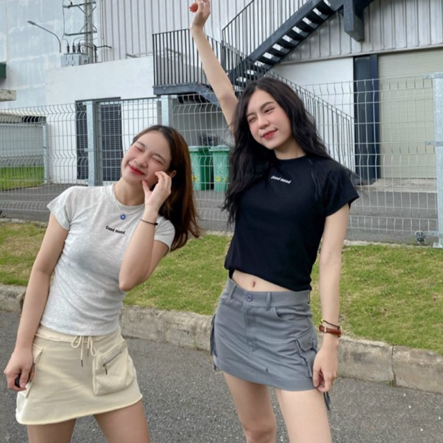 𝐁𝐚𝐛𝐲 𝐓𝐞𝐞 𝐆𝐨𝐨𝐝𝐦𝐨𝐨𝐝 SAPOCHE thun gân hình thêu dáng Y2k