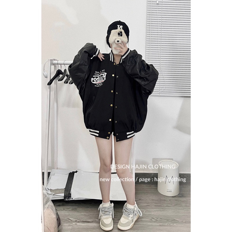 Bomber ullzang phối da POSHBOY mix tay da