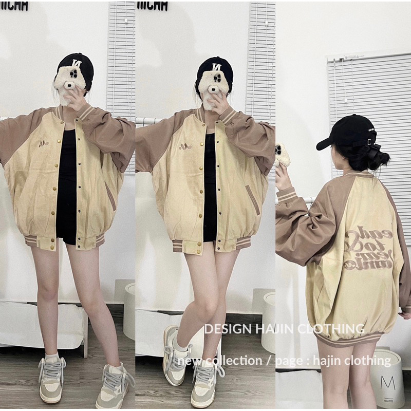 Áo Bomber Phối Tay Da Nam Nữ