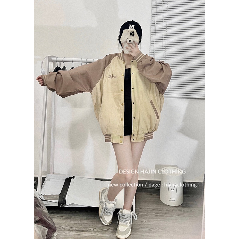 Áo Bomber Phối Tay Da Nam Nữ