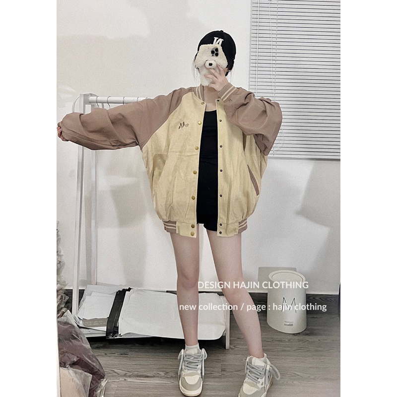 Áo Bomber Phối Tay Da Nam Nữ