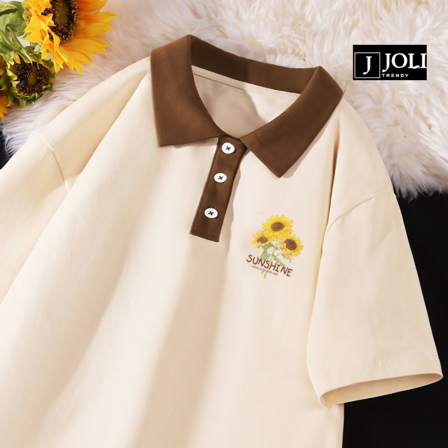 Áo Polo Nữ, Polo Unisex By JOLI Mã 08 In Hình Form Rộng Tay Lỡ Cho Nam Nữ | BigBuy360 - bigbuy360.vn