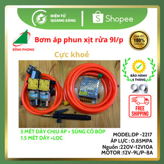 Bộ MÁY RỬA XE mini áp lực cao 12V Đỉnh Phong ra 5m dây