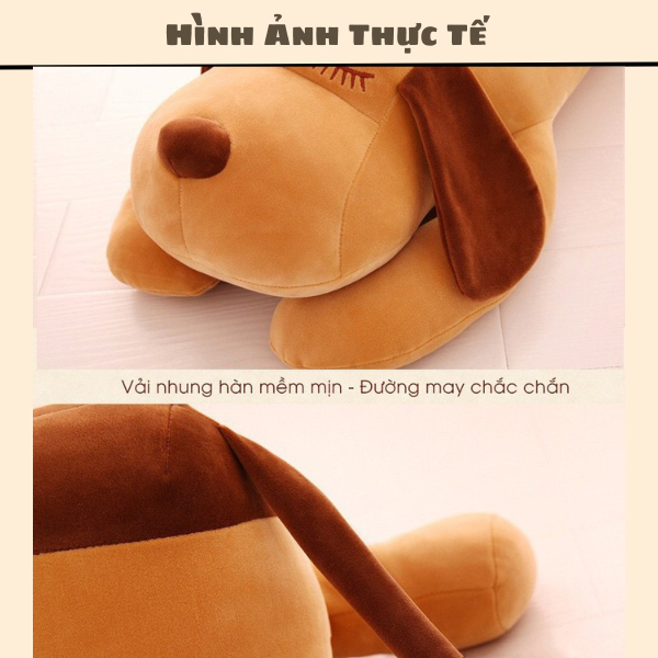 Gấu Bông Gối Ôm Chó Mũi Tim 💛 FREE SHIP 💛 Siêu To Tai Dài Siêu Mềm Mịn Co Dãn 4 Chiều - Gối Ôm Hình Thú Chó Bông Nằm To