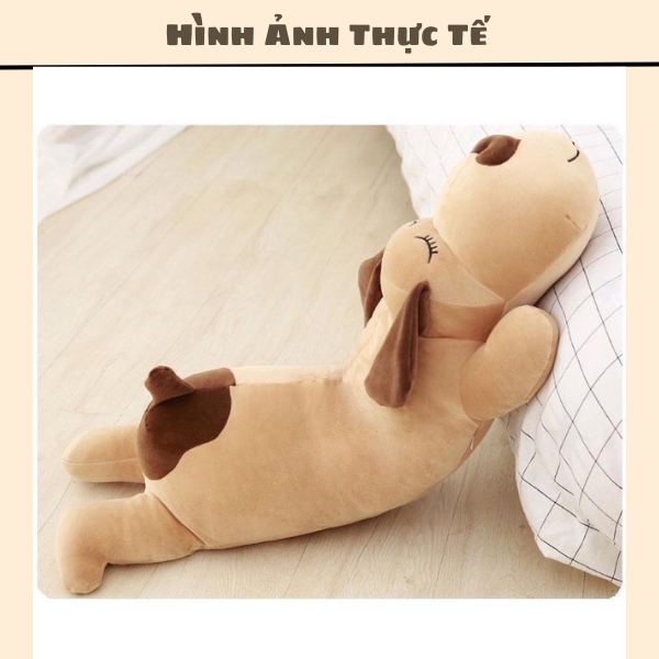 Gấu Bông Gối Ôm Chó Mũi Tim 💛 FREE SHIP 💛 Siêu To Tai Dài Siêu Mềm Mịn Co Dãn 4 Chiều - Gối Ôm Hình Thú Chó Bông Nằm To