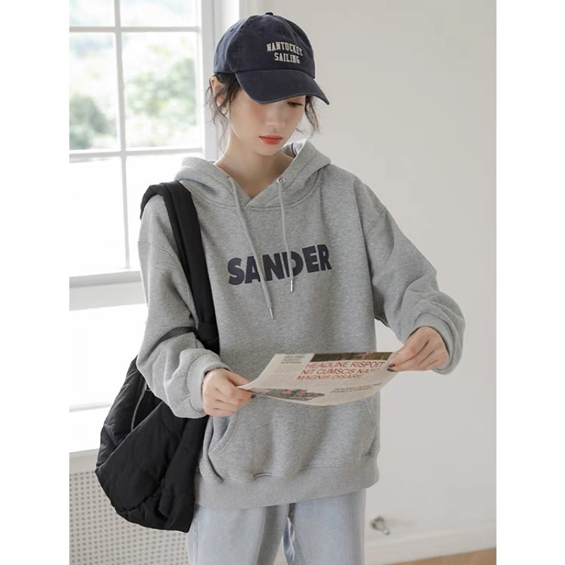 Áo Khoác HOODIE nỉ bông mũ to 2 lớp Unisex form rộng HAUTEUR in chữ Sander
