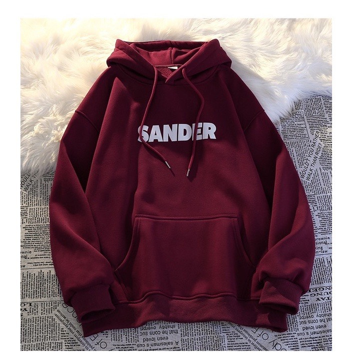 Áo Khoác HOODIE nỉ bông mũ to 2 lớp Unisex form rộng HAUTEUR in chữ Sander