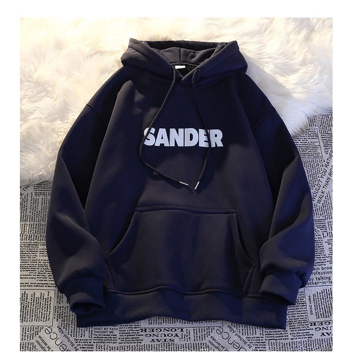 Áo Khoác HOODIE nỉ bông mũ to 2 lớp Unisex form rộng HAUTEUR in chữ Sander