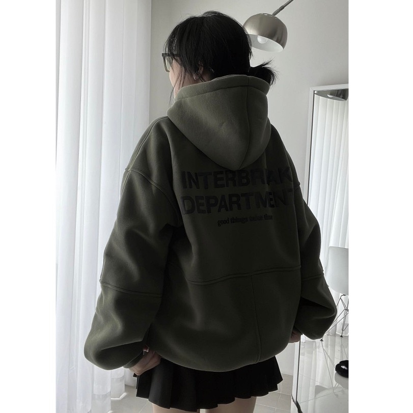 Áo Khoác HOODIE nỉ bông mũ to 2 lớp Unisex form rộng