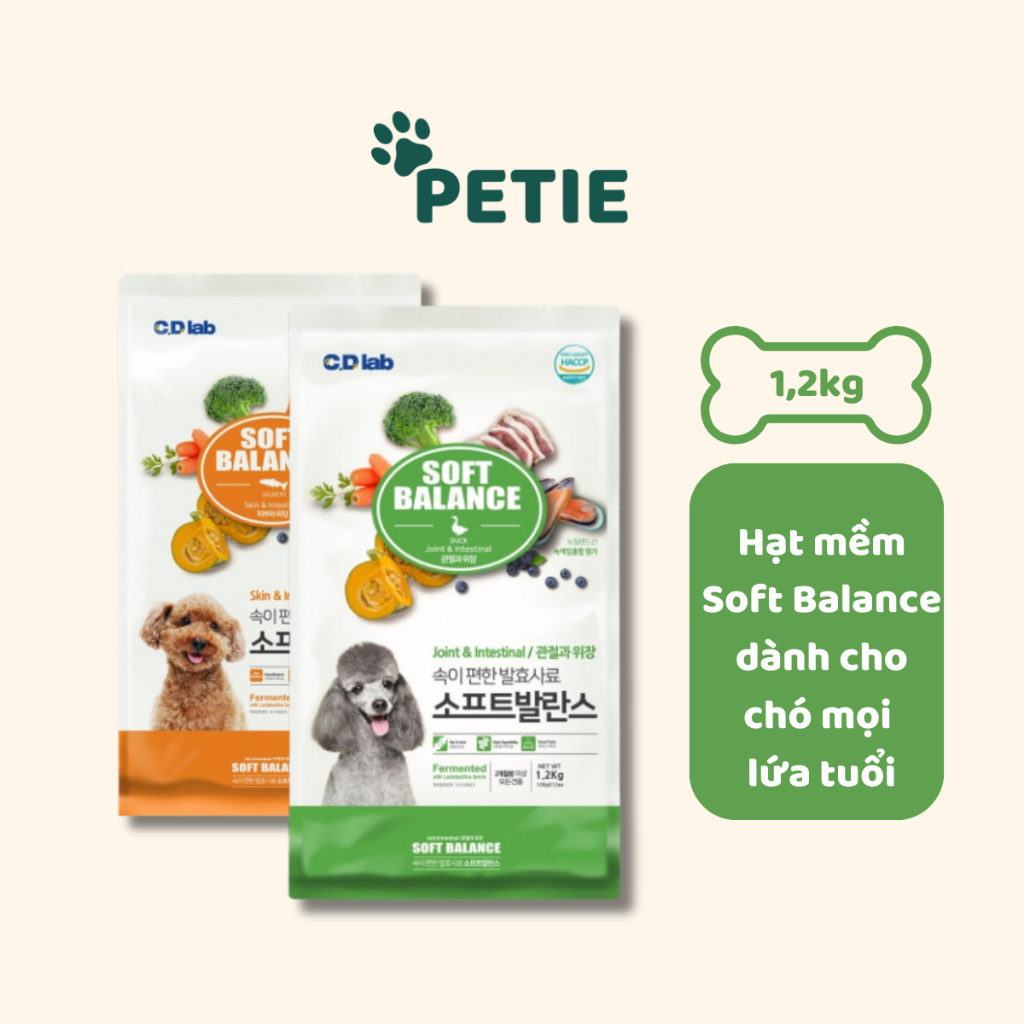 Thức ăn cho chó, Hạt cho chó, Hạt mềm Soft Balance cho chó mọi lứa tuổi - Petie