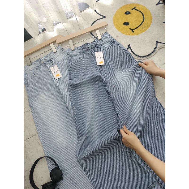 Quần Jean suông gân 2 màu hot