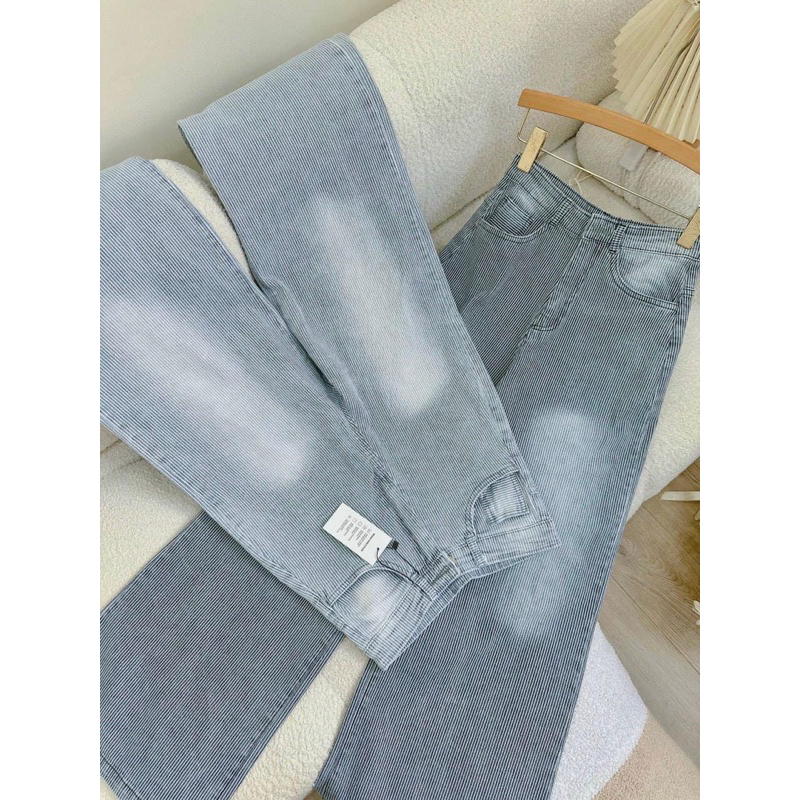 Quần Jean suông gân 2 màu hot