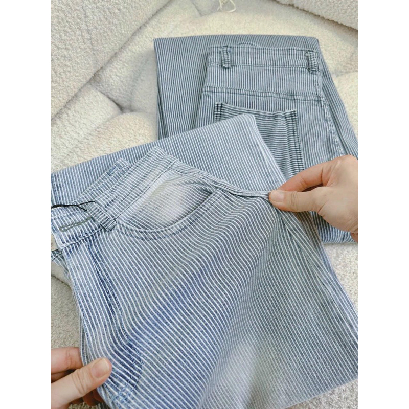 Quần Jean suông gân 2 màu hot