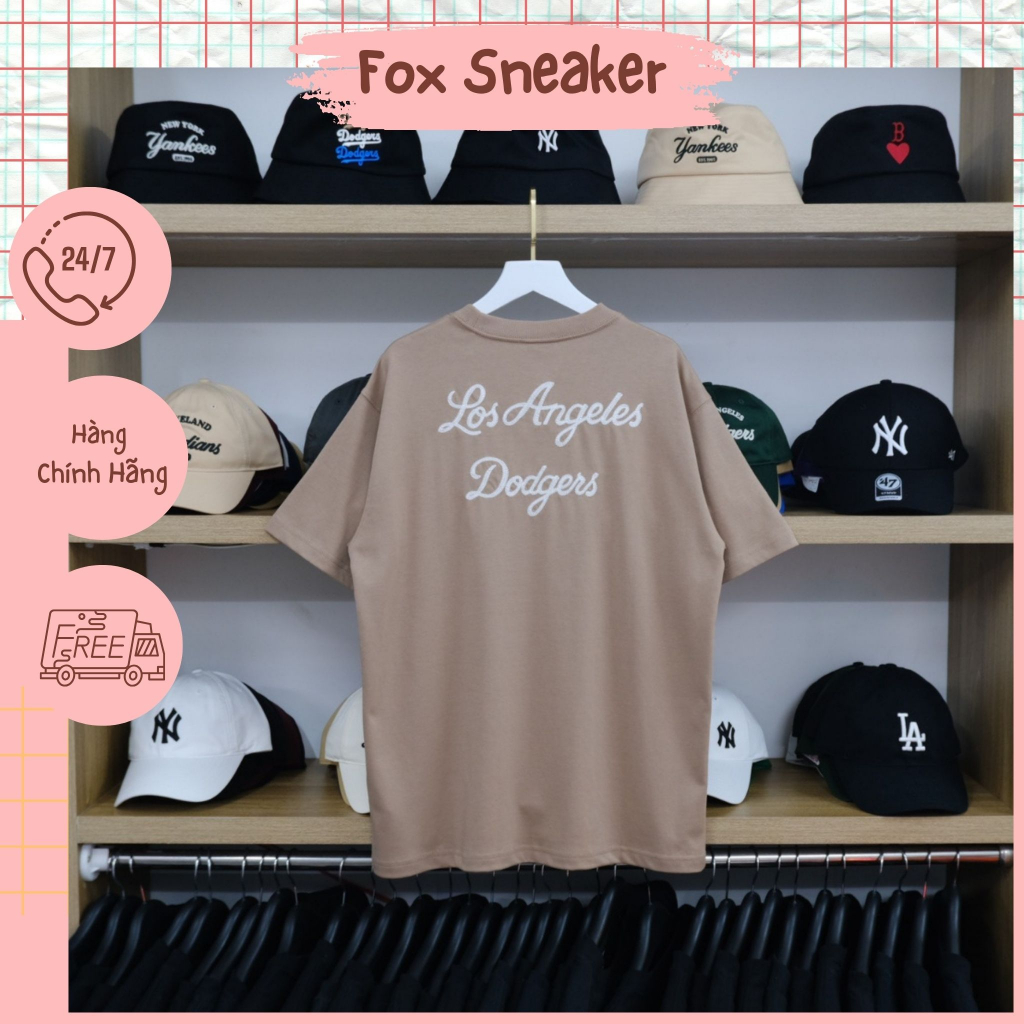 (Auth) Áo Thun New Era x MLB LA Chain Stitch Khaki 13334739 | Fox Sneaker