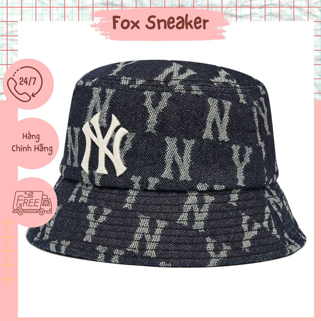 Mũ Nón Bucket MLB Monogram Jacquard NY – Denim Hàng chính hãng, ảnh shop tự chụp 100% | CODE: 3AHTMD21N-50BLS