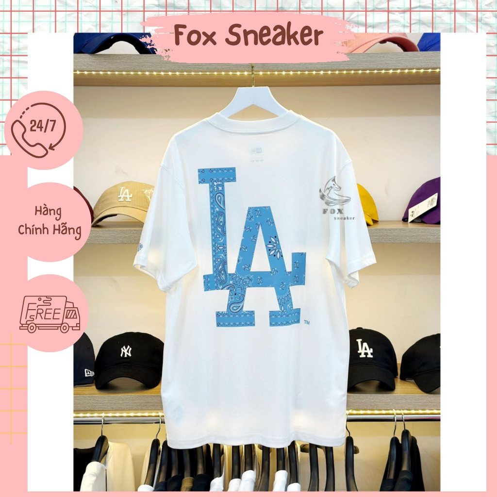 (Auth) Áo Thun New Era MLB Big Paisley LA Dodgers White | 13086599 - Fox Sneaker
