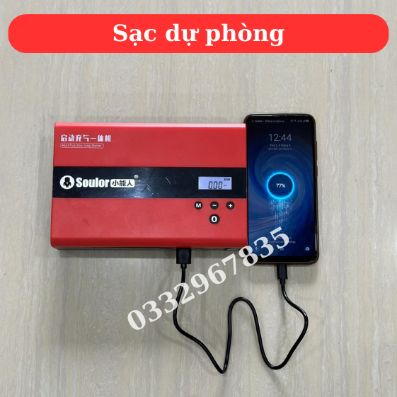 Kích Bình - Bơm Hơi - Sạc Dự Phòng - Đèn Pin - Dung Lượng 119800 mAh - 4 trong 1 - Chính Hãng SOULOR