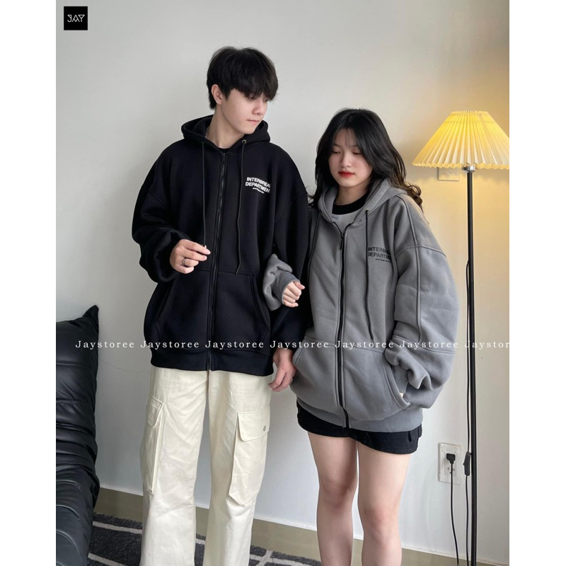 Áo Khoác Nỉ Hoodie Zip INTERBREAK Nhiều Màu Form Rộng Unisex Nam Nữ - Áo Hoodie dây kéo Jaystoree 🖤