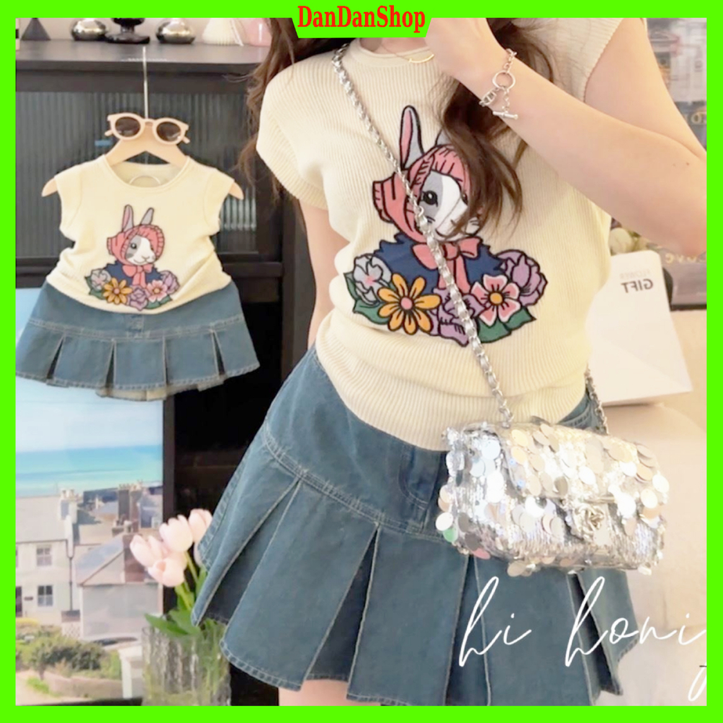 Set đồ nữ Đồ đôi mẹ và bé Áo cotton phối chân váy cho mẹ và con gái đi chơi xinh xịn Bộ đồ nữ siêu Cute dễ thương