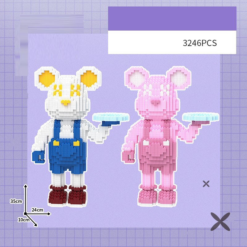 Combo Bộ lắp ghép 2 hai gấu Bear  cao 35cm siêu rẻ tặng kèm đèn led và búa gõ chi tiết