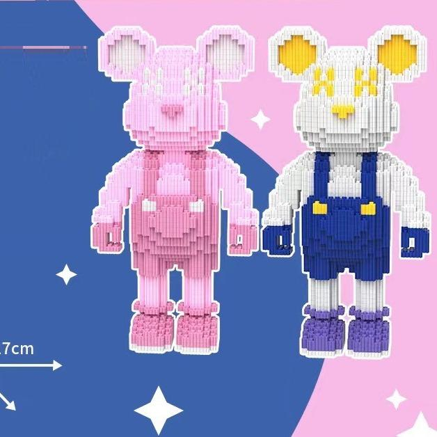 Combo Bộ lắp ghép 2 hai gấu Bear  cao 35cm siêu rẻ tặng kèm đèn led và búa gõ chi tiết