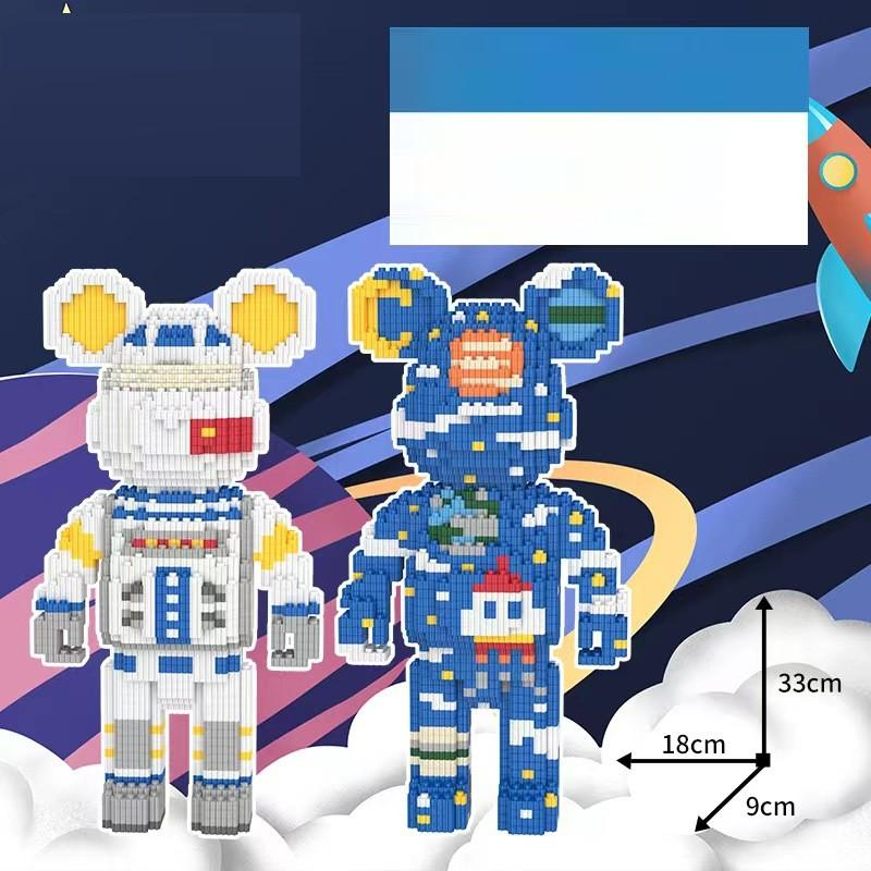 Combo Bộ lắp ghép 2 hai gấu Bear  cao 35cm siêu rẻ tặng kèm đèn led và búa gõ chi tiết