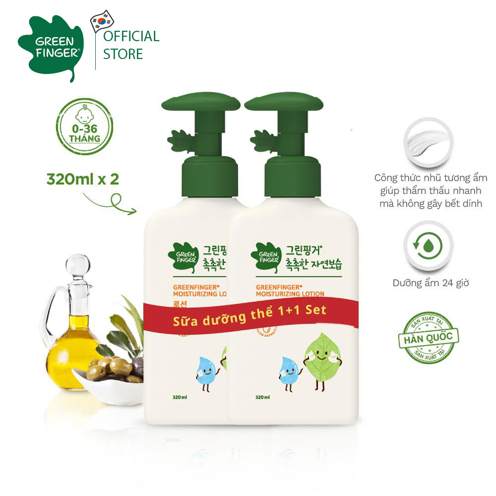 Combo 2 chai Sữa Dưỡng Thể Dưỡng Da Dịu Nhẹ cho bé (0-36 tháng) GREENFINGER CHOKCHOK MOISTURE LOTION 320ml (KHÔNG HỘP)