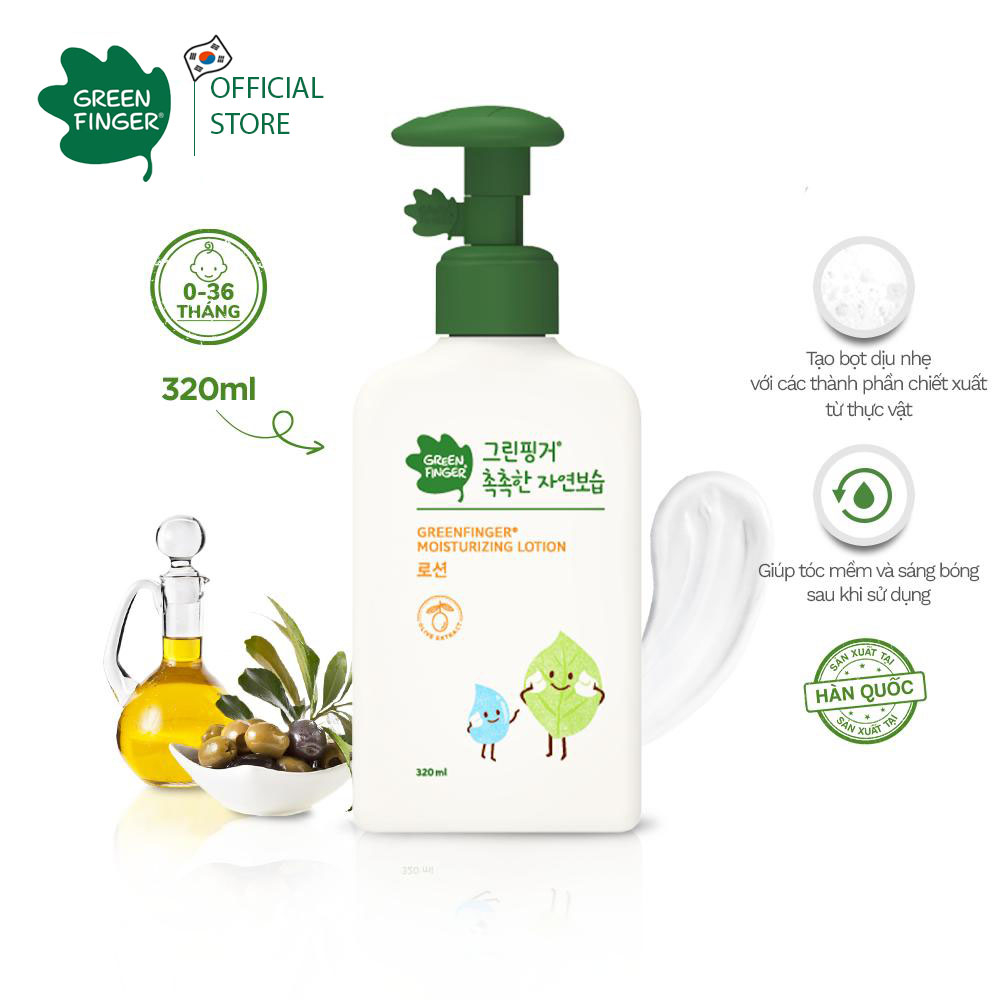 Sữa Dưỡng Thể Dưỡng Da dịu nhẹ cho bé (0-36 tháng) GREENFINGER CHOKCHOK MOISTURE LOTION 320ml (1 chai) (KHÔNG HỘP)