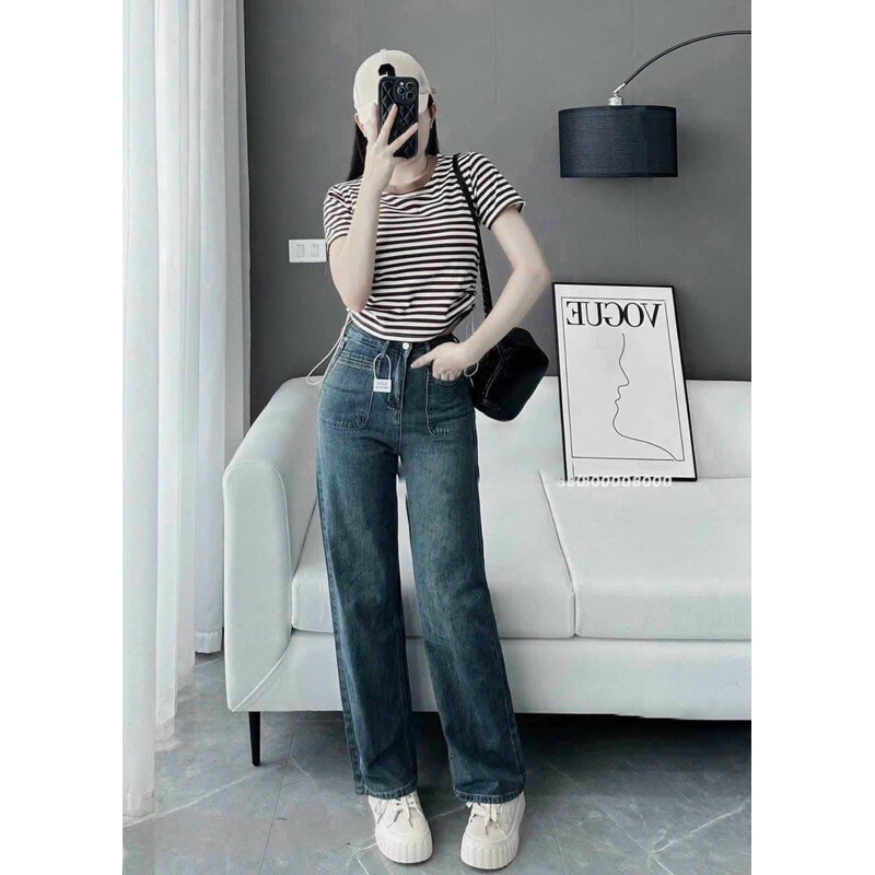 QUẦN JEANS Denim Ống Đứng chất giãn#5050