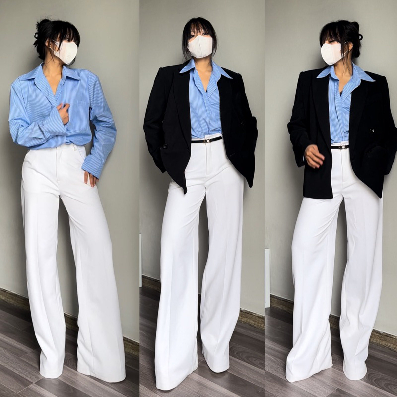 𝐃𝐦𝐚𝐧𝐡 - Quần tây trắng xuông đứng SIÊU DÀI dày không lộ nội y 100cm 107cm 115cm một ly dành cho m5 m6 m7 form âu