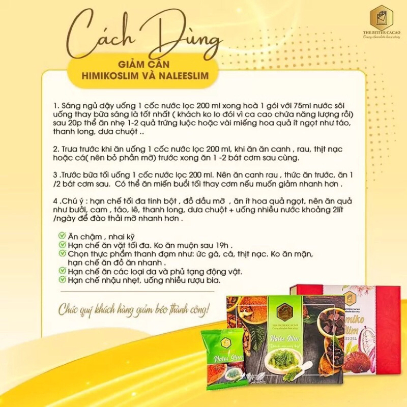 Cacao giảm cân Himiko slim hop 20 gói date 8/2026