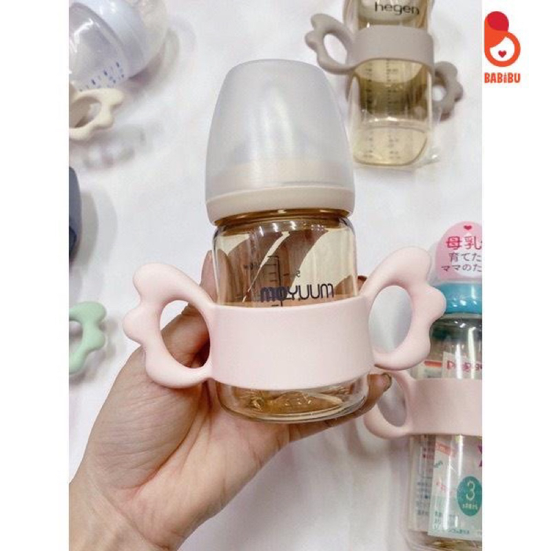 Tay cầm bình sữa silicon hình cánh tiên phù hợp mọi loại bình Moyuum, Grosmimi, Lansinoh, Avent, Heg