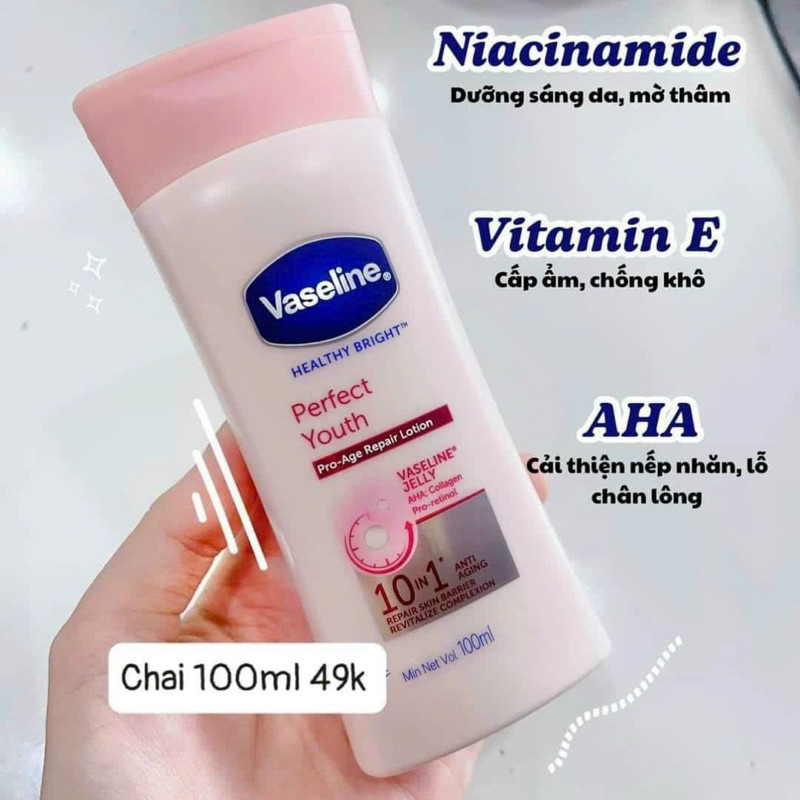Sữa dưỡng thể Vaseline Healthy Bright Daily Brightening Even Tone Lotion 100ml