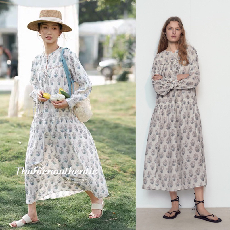 Váy dày hoạ tiết dáng xuông mã code: 5107/105 ZARA chính hãng(kèm ảnh thật)