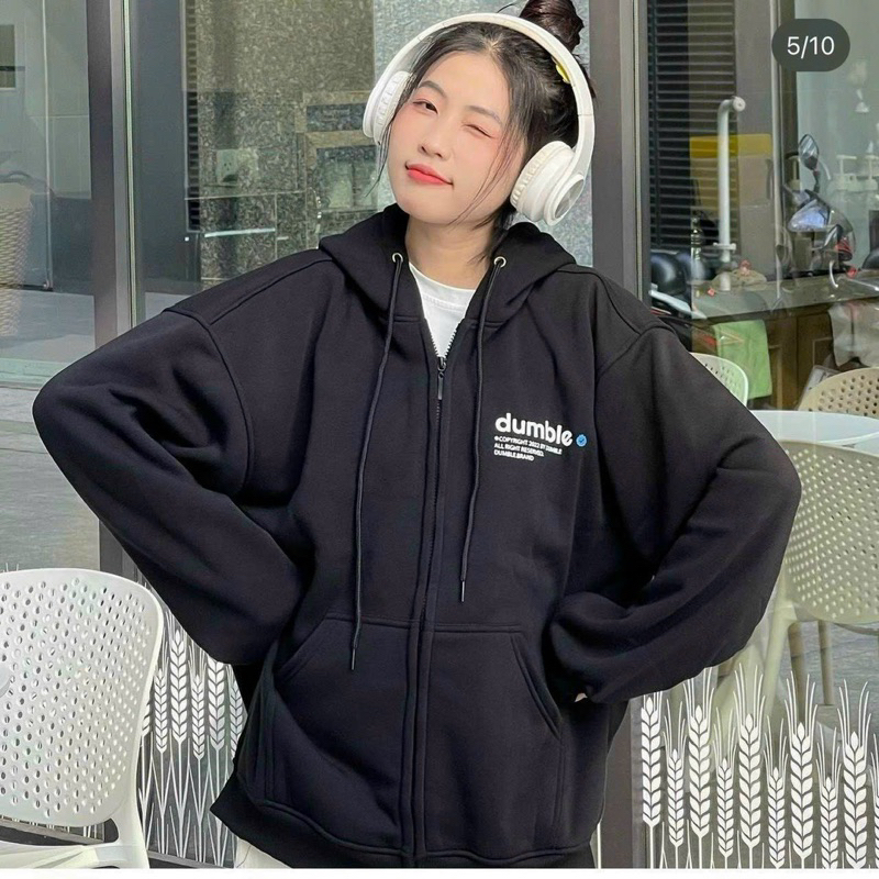 Áo hoodie zip nỉ dây kéo, áo khoác zip unisex có nón mùa đông G388