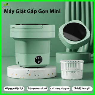 Máy Giặt Mini Gấp Gọn Tự Động, Máy Giặt Đồ Lót, Tất Vớ, Quần Áo Trẻ Em, Tự Vắt Khử Khuẩn Bằng Ánh Sáng Xanh