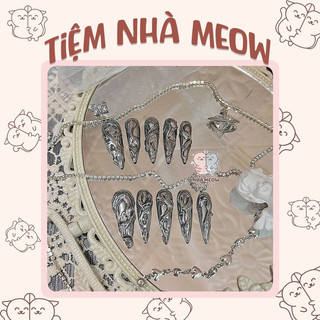 Nail box thiết kế - tiệm nhà meow tráng gương khối bạc - t188