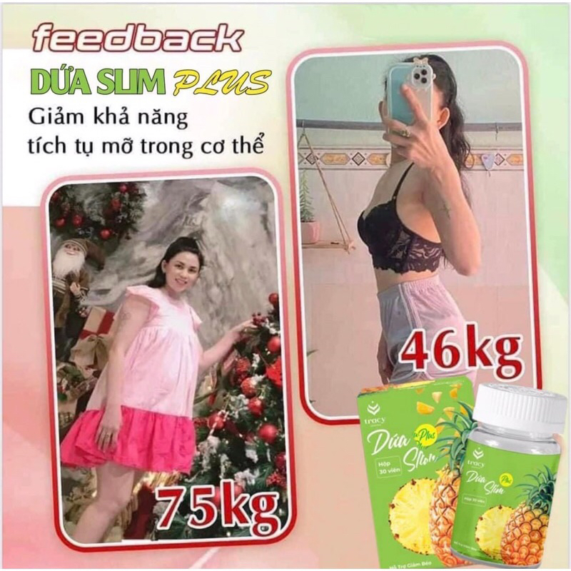 Giảm cân Dứa Slim Plus Chính Hãng giảm mạnh +tăng kèm 30viên khoá cân